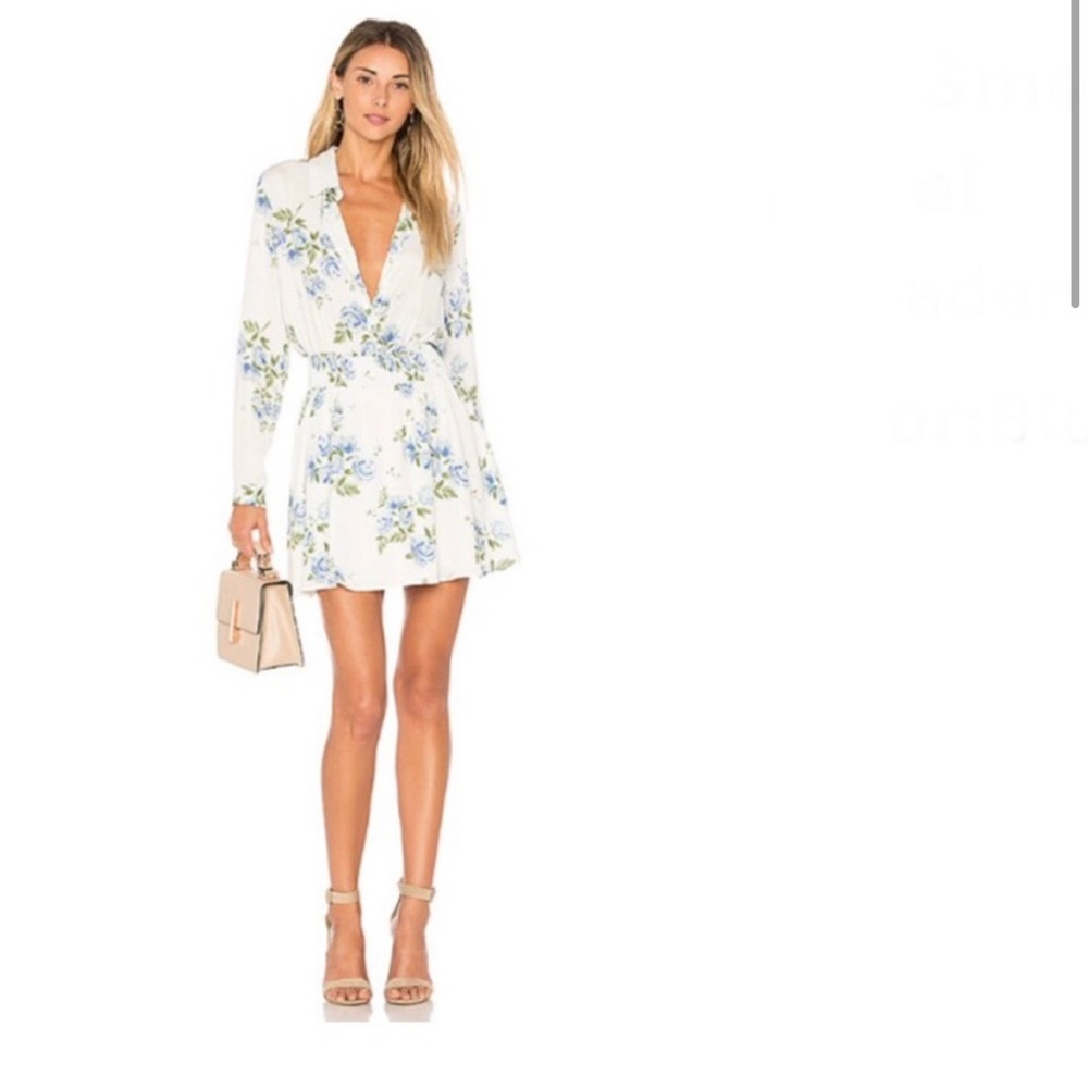 L'Academie The Smocked Dress in Blue Floral - Size XS